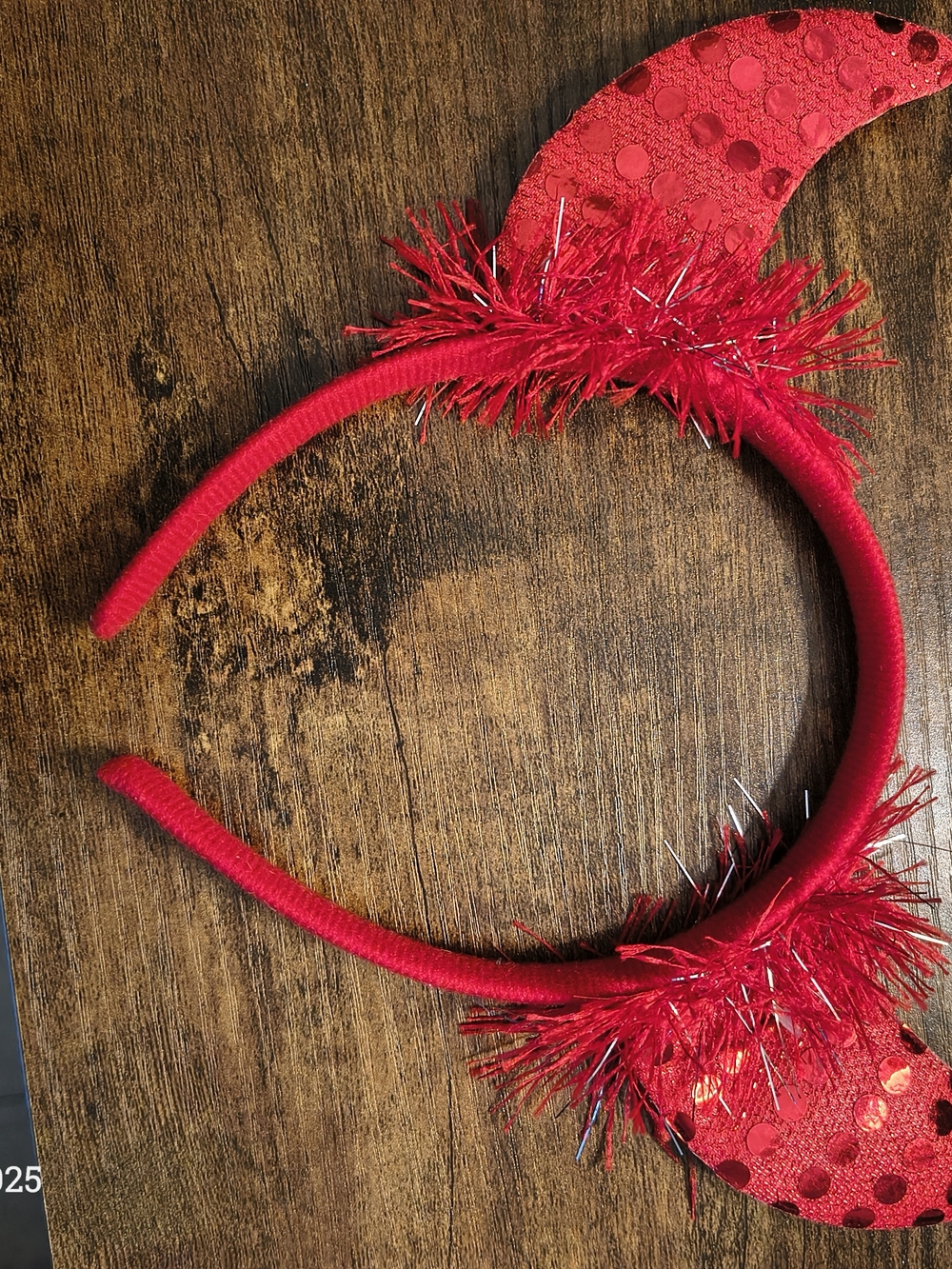 Amazon Red Sequin Moon Headband with Tinsel Trim
